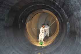 Large Diameter PCCP Top Coated After Repair with Carbon FRP