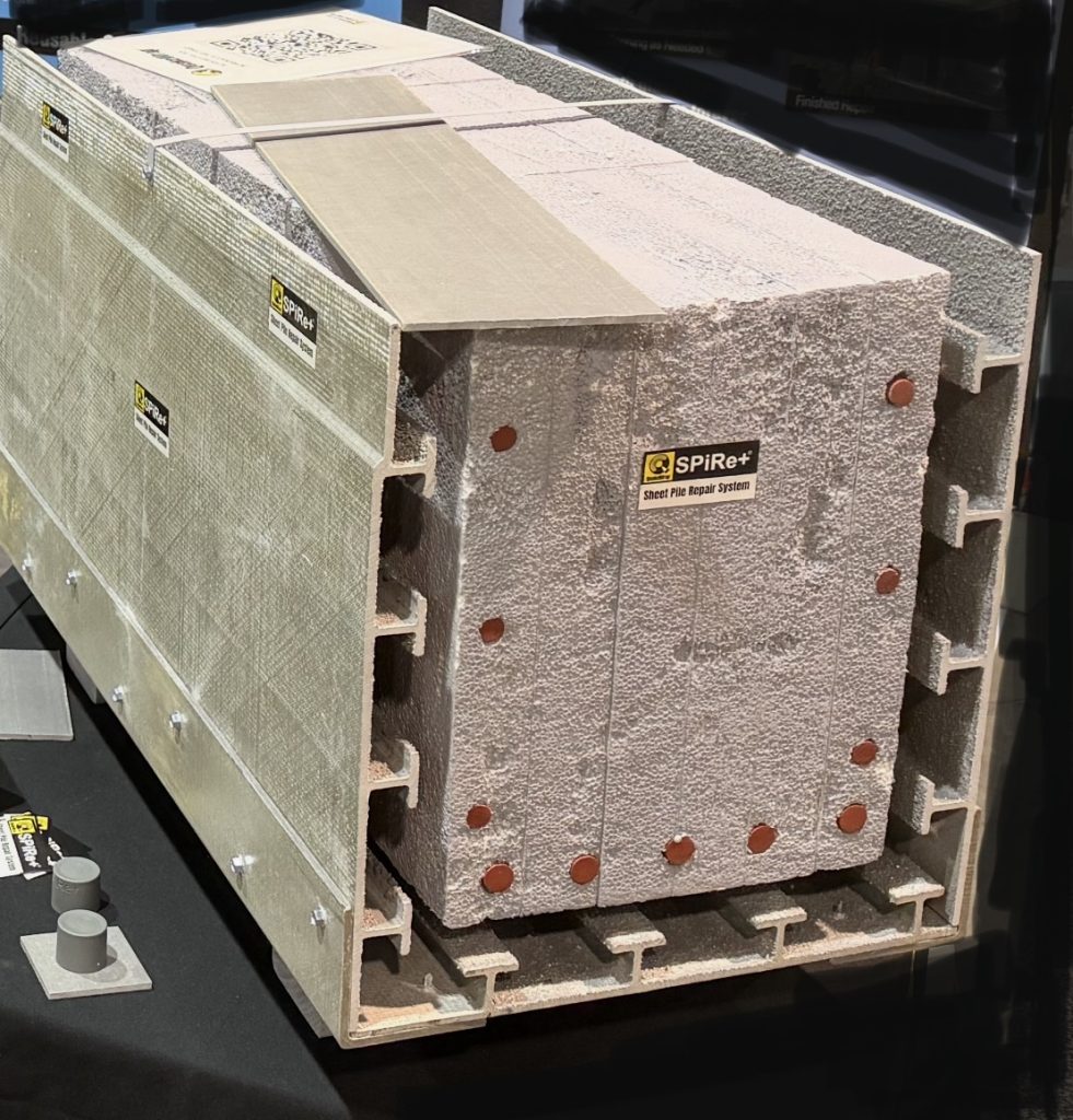 concrete beam repaired with FRP spire+ stay-in-place form panels