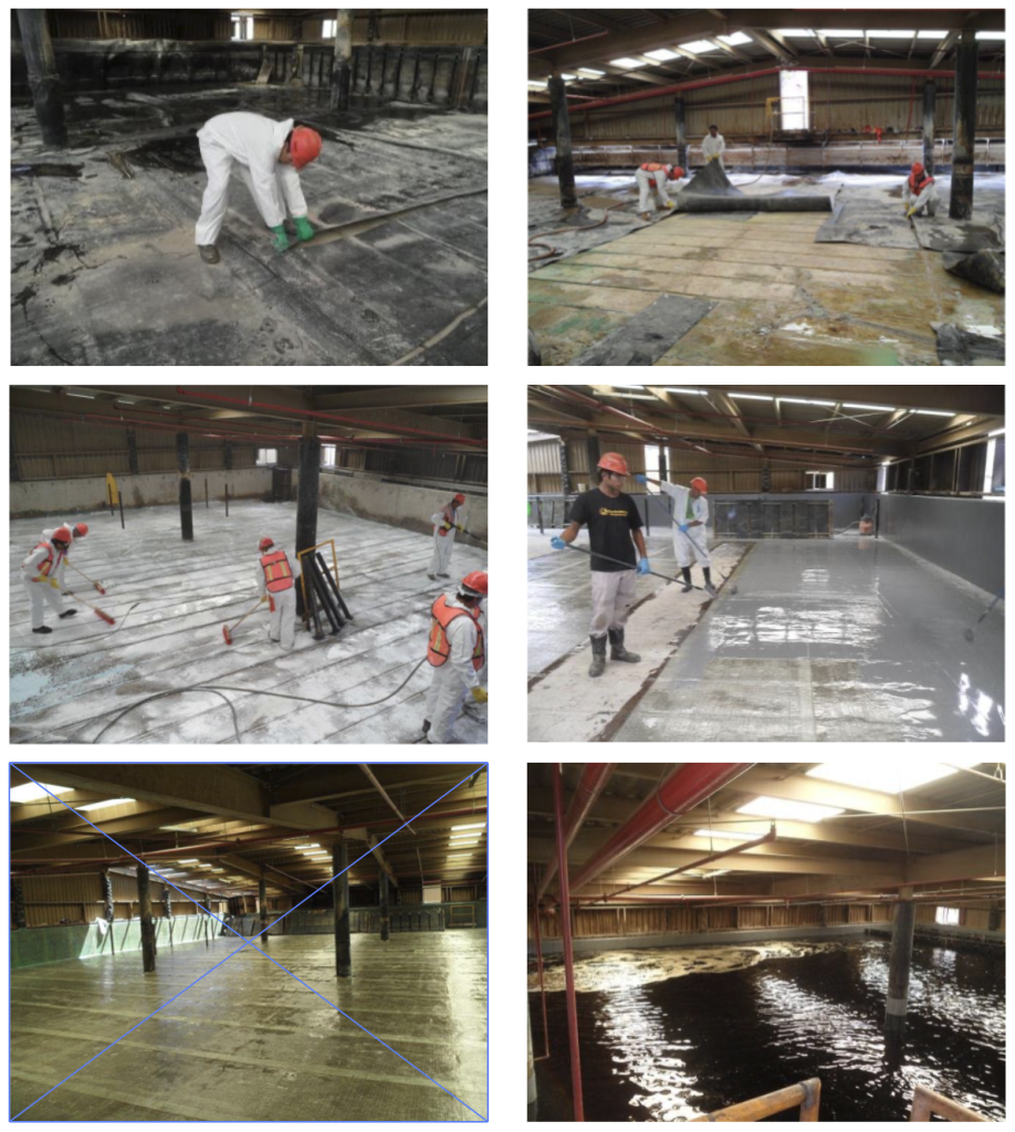 This settling tank in a copper mine in Mexico was repaired with FRP